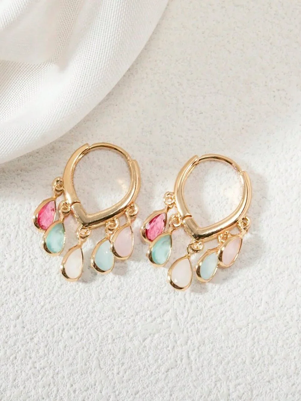 Multicolor Elegant Women's High-End Luxury Versatile Gold hoops
